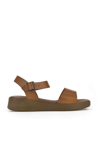 Ziya - Hakiki Deri Kadın Sandalet Taba