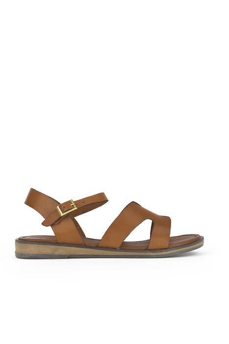 Tan Genuine Leather Women's Sandals