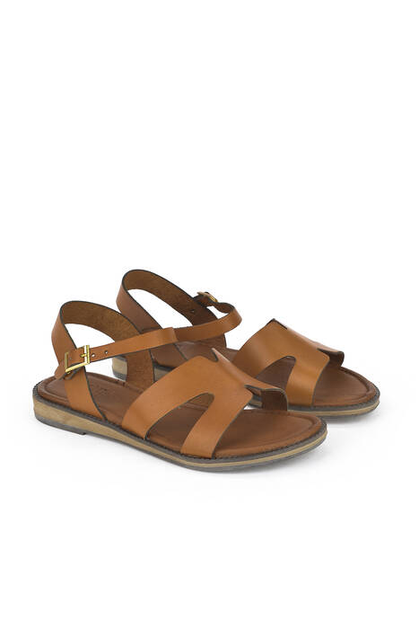 Tan Genuine Leather Women's Sandals