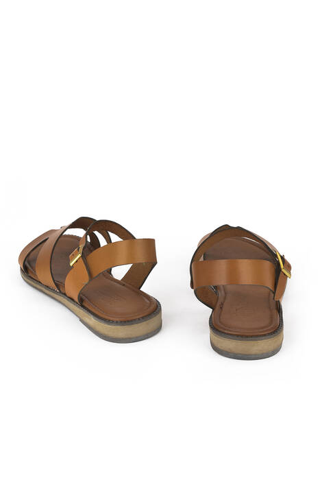 Tan Genuine Leather Women's Sandals