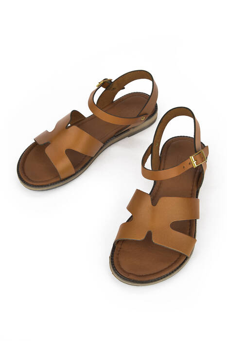 Tan Genuine Leather Women's Sandals