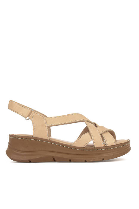 Hakiki Deri Kadın Sandalet Ten