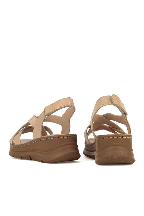 Hakiki Deri Kadın Sandalet Ten