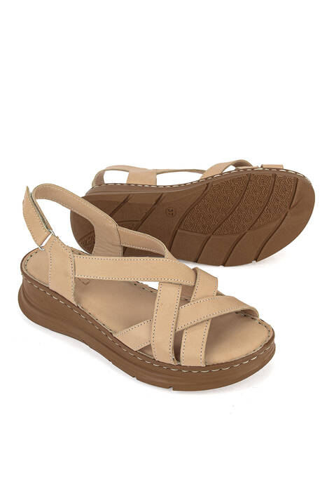 Hakiki Deri Kadın Sandalet Ten