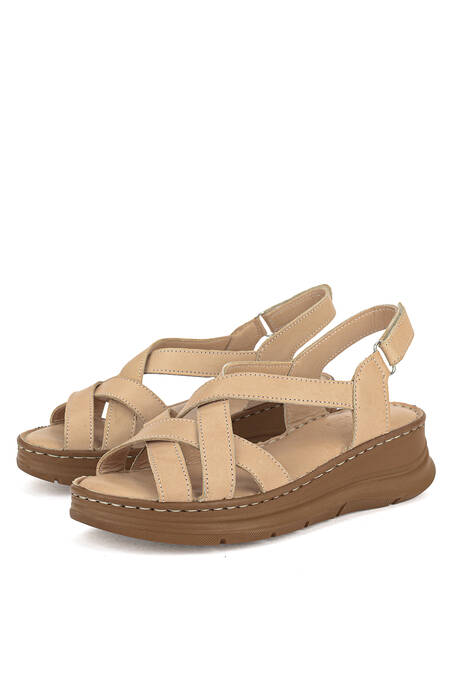 Hakiki Deri Kadın Sandalet Ten