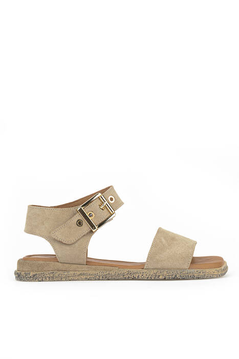 Hakiki Deri Kadın Sandalet Vizon