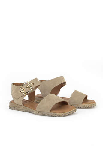 Ziya - Hakiki Deri Kadın Sandalet Vizon (1)