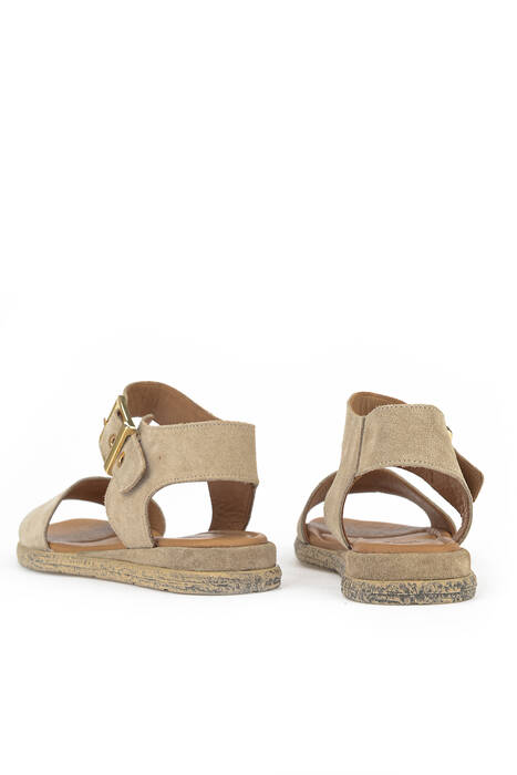 Hakiki Deri Kadın Sandalet Vizon