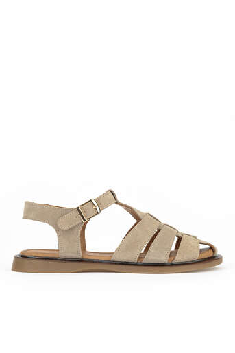 Ziya - Hakiki Deri Kadın Sandalet Vizon