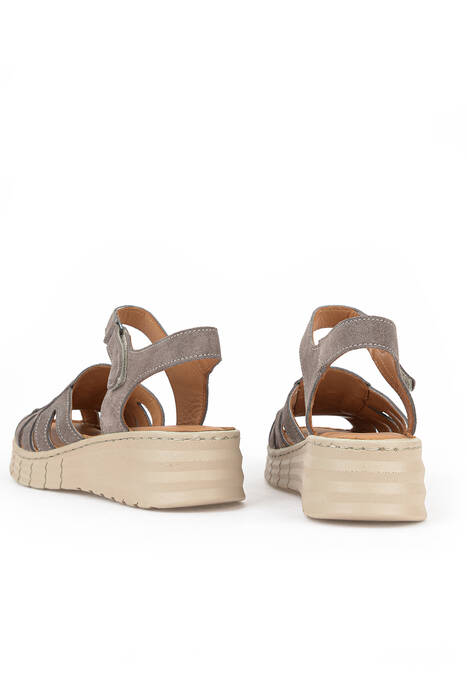 Hakiki Deri Kadın Sandalet Vizon