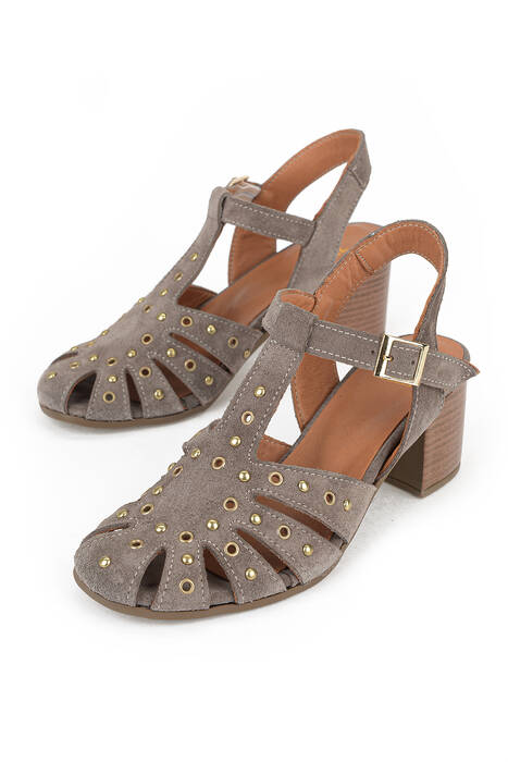 Hakiki Deri Kadın Sandalet Vizon