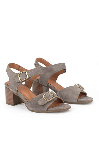 Ziya - Hakiki Deri Kadın Sandalet Vizon (1)