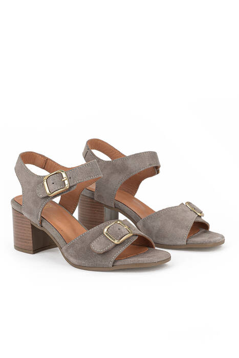 Hakiki Deri Kadın Sandalet Vizon