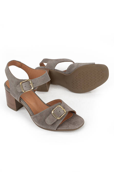 Hakiki Deri Kadın Sandalet Vizon