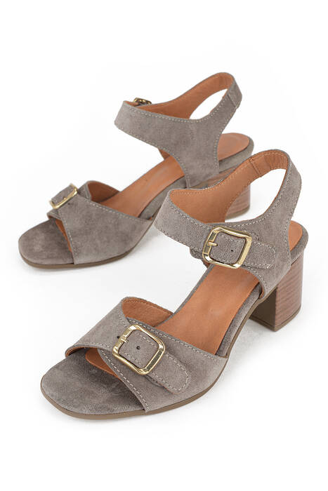 Hakiki Deri Kadın Sandalet Vizon