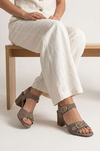 Ziya - Hakiki Deri Kadın Sandalet Vizon