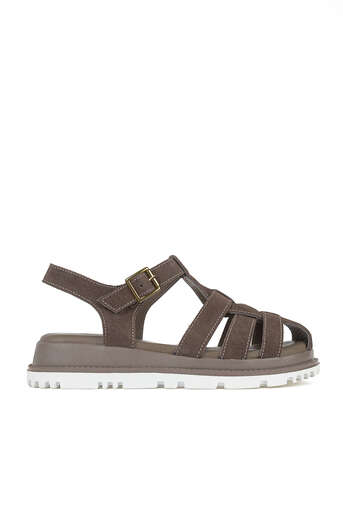 Ziya - Hakiki Deri Kadın Sandalet Vizon