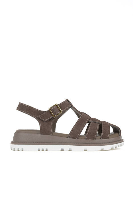 Hakiki Deri Kadın Sandalet Vizon