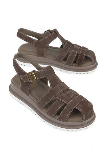 Ziya - Hakiki Deri Kadın Sandalet Vizon (1)