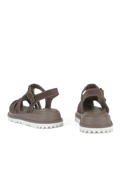 Hakiki Deri Kadın Sandalet Vizon