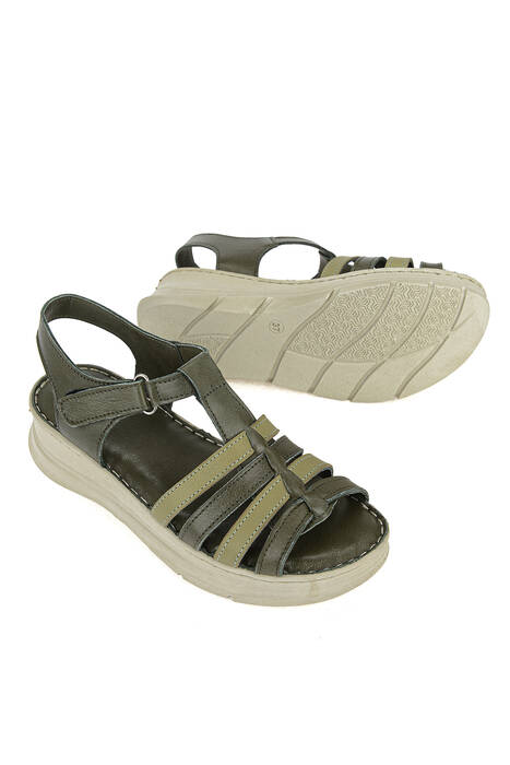 Hakiki Deri Kadın Sandalet Yeşil