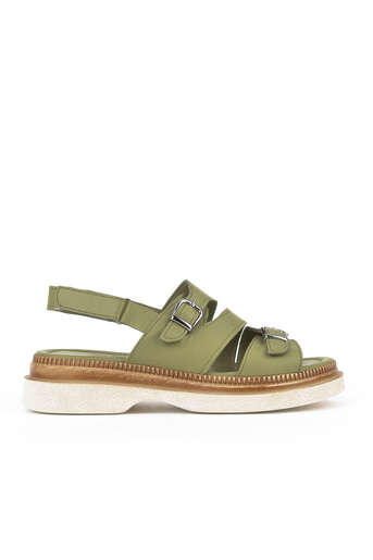 Ziya - Hakiki Deri Kadın Sandalet Yeşil