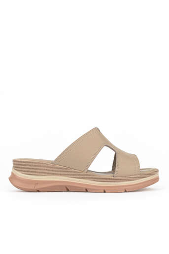 Ziya - Hakiki Deri Kadın Terlik Bej
