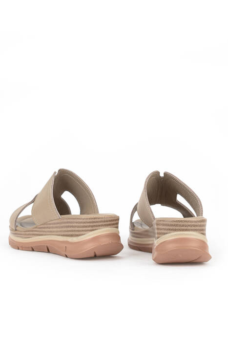 Hakiki Deri Kadın Terlik Bej