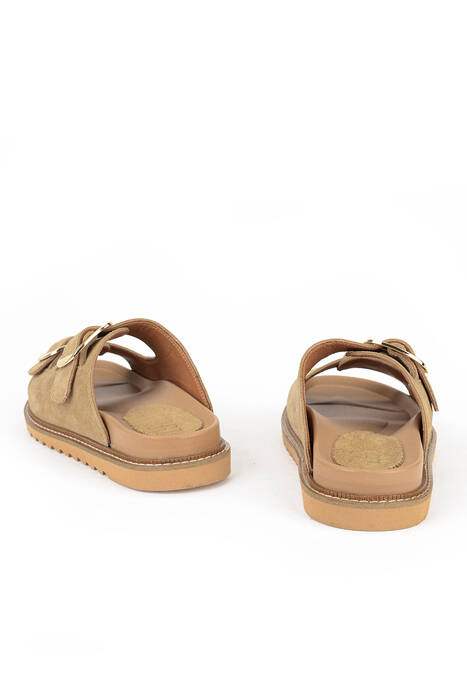 Hakiki Deri Kadın Terlik Bej