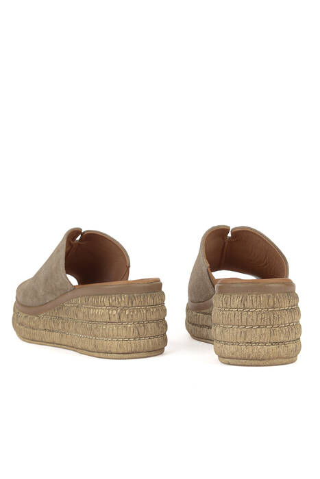 Hakiki Deri Kadın Terlik Bej