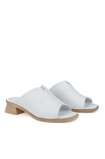Ziya - Hakiki Deri Kadın Terlik Beyaz (1)