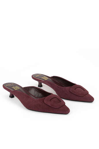 Ziya - Hakiki Deri Kadın Terlik Bordo (1)