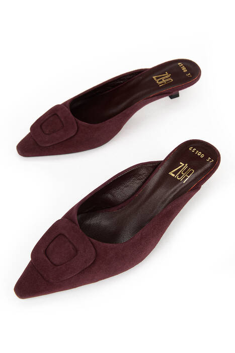 Hakiki Deri Kadın Terlik Bordo