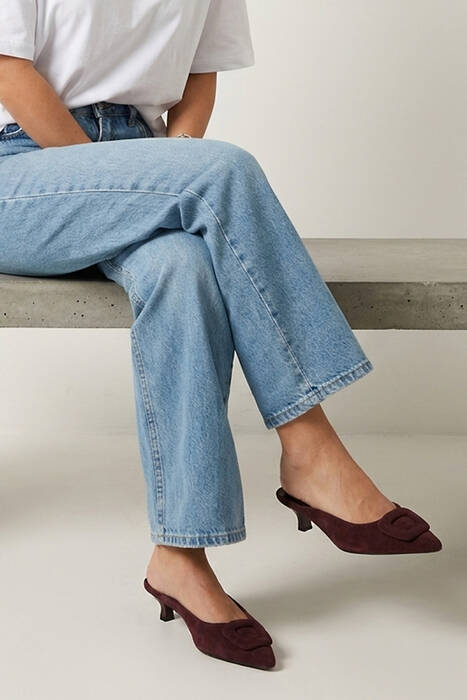 Hakiki Deri Kadın Terlik Bordo