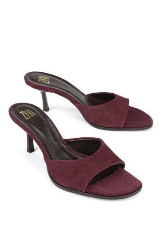 Ziya - Hakiki Deri Kadın Terlik Bordo (1)