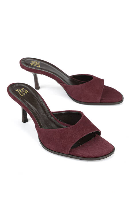 Hakiki Deri Kadın Terlik Bordo