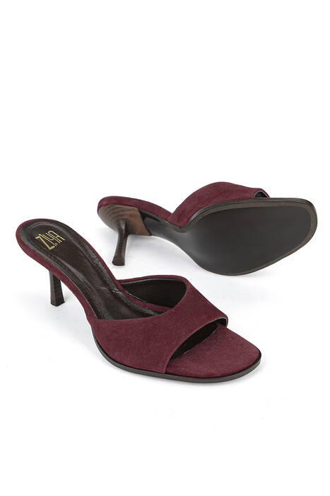 Hakiki Deri Kadın Terlik Bordo