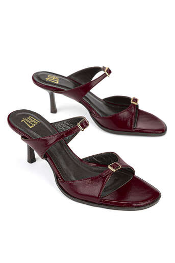 Ziya - Hakiki Deri Kadın Terlik Bordo (1)