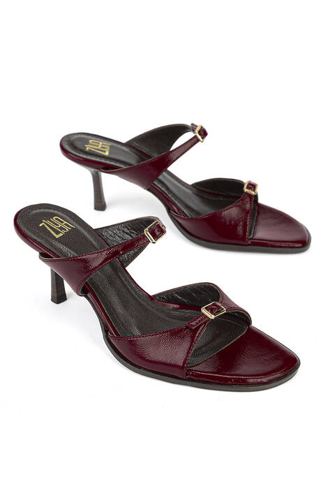 Hakiki Deri Kadın Terlik Bordo