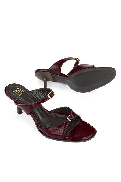 Hakiki Deri Kadın Terlik Bordo