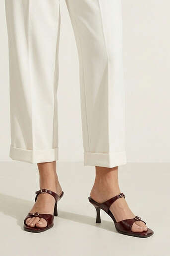 Ziya - Hakiki Deri Kadın Terlik Bordo (1)