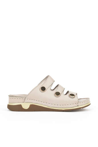 Ziya - Grey Genuine Leather Women's Slippers