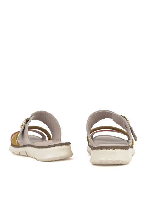 Hakiki Deri Kadın Terlik Gümüş