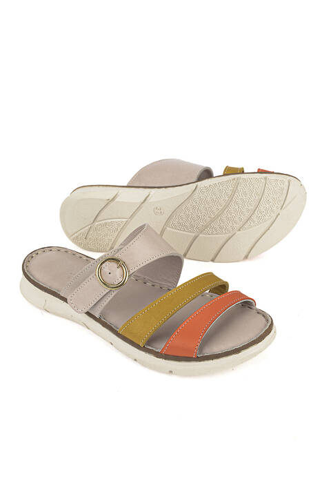 Hakiki Deri Kadın Terlik Gümüş