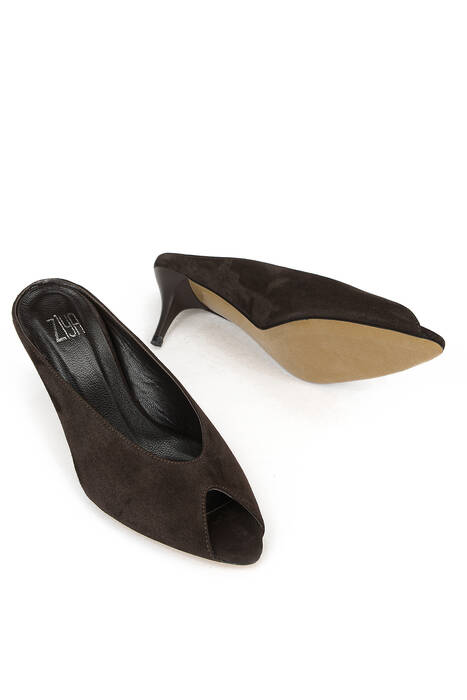 Hakiki Deri Kadın Terlik Kahverengi