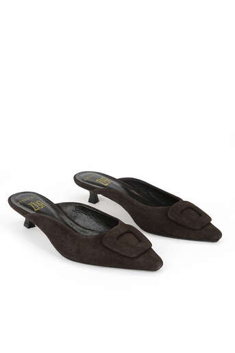 Ziya - Hakiki Deri Kadın Terlik Kahverengi (1)