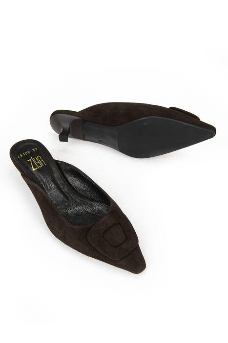 Hakiki Deri Kadın Terlik Kahverengi