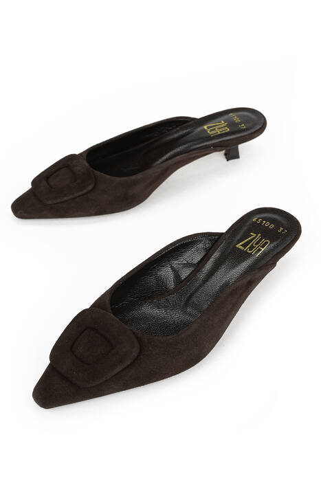 Hakiki Deri Kadın Terlik Kahverengi