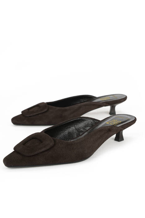 Hakiki Deri Kadın Terlik Kahverengi