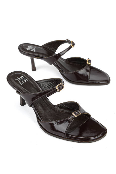 Hakiki Deri Kadın Terlik Kahverengi